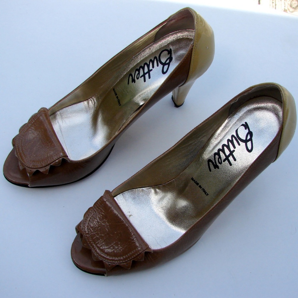 Butter two tone pumps Made in Italy 8B open toe women's shoes
